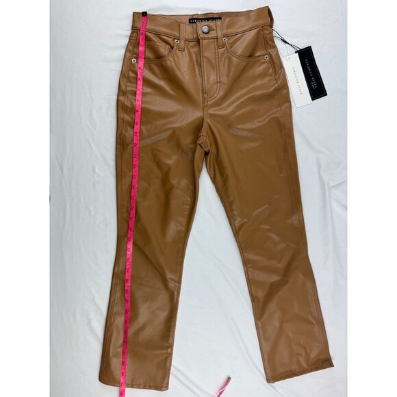 NWT Veronica Beard Carly Kick Flare Pants Vegan Leather in Camel Size 25 $348 - Picture 10 of 12